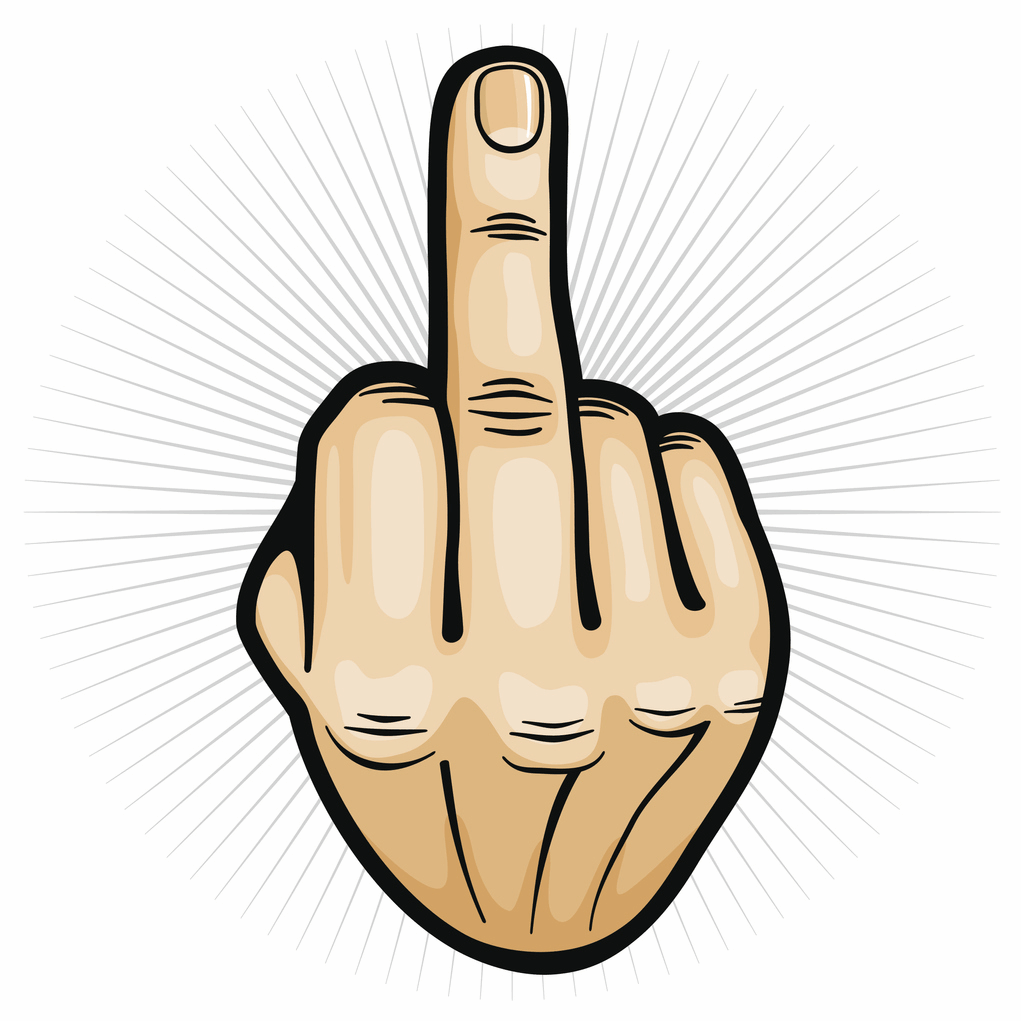 Aufrecht stehender Mittelfinger